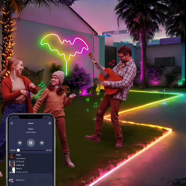 Светодиодная LED лента RGB 3 м Умная неоновая лента с синхронизацией музыки Гибкий неон