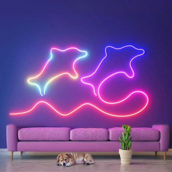 Світлодіодна LED стрічка RGB 2 м Розумна неонова стрічка із синхронізацією музики Гнучкий неон