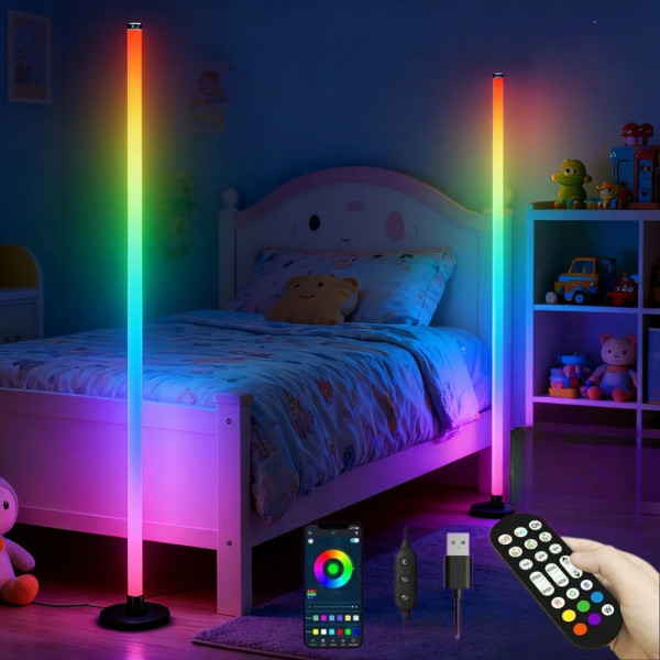 Светодиодные RGB торшеры напольные LED светильники сборные Лампы с пультом регулировкой яркости и синхронизацией музыки