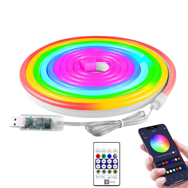 Светодиодная LED лента RGB 10 м Умная неоновая лента с синхронизацией музыки Гибкий неон