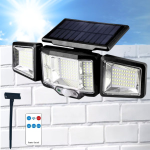 Уличный тройной фонарь с солнечной панелью JB2188 Solar 136 SMD LED прожектор с датчиком движения и пультом ДУ