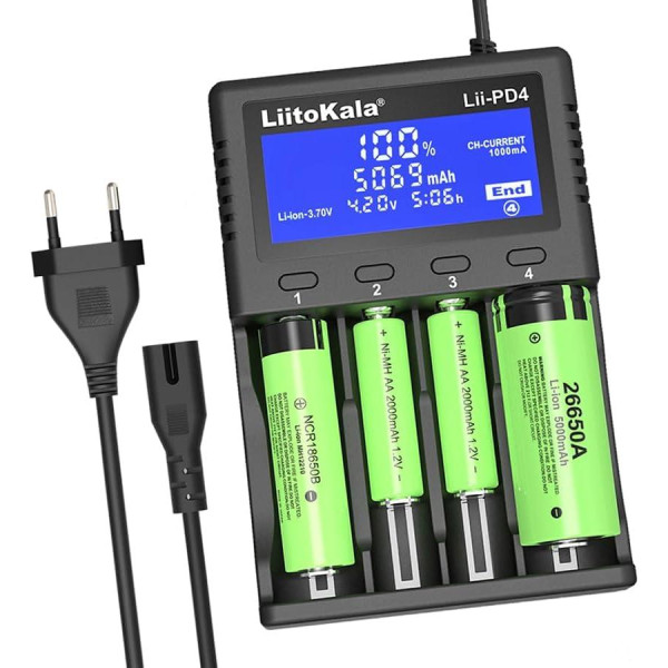 Универсальное зарядное устройство на 4 слота LiitoKala Lii-PD4 для Li Ion Ni MH Ni Cd LiFePO4 Универсальное зарядное устройство на 4 слота LiitoKala Lii-PD4 для Li Ion Ni MH Ni Cd LiFePO4