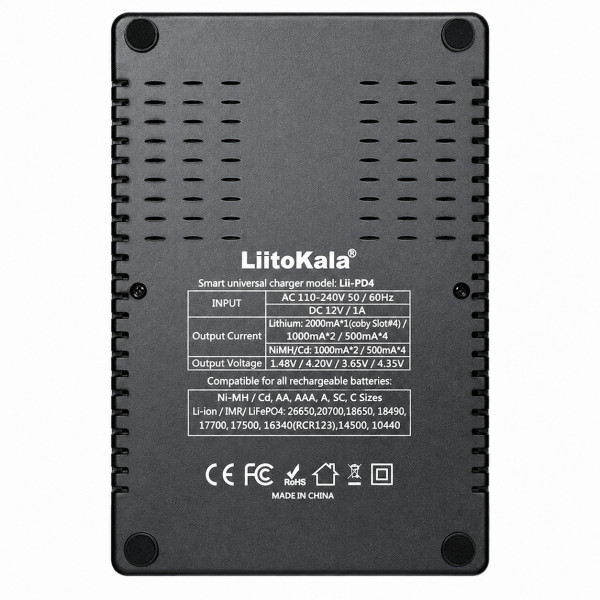 Универсальное зарядное устройство на 4 слота LiitoKala Lii-PD4 для Li Ion Ni MH Ni Cd LiFePO4 Универсальное зарядное устройство на 4 слота LiitoKala Lii-PD4 для Li Ion Ni MH Ni Cd LiFePO4