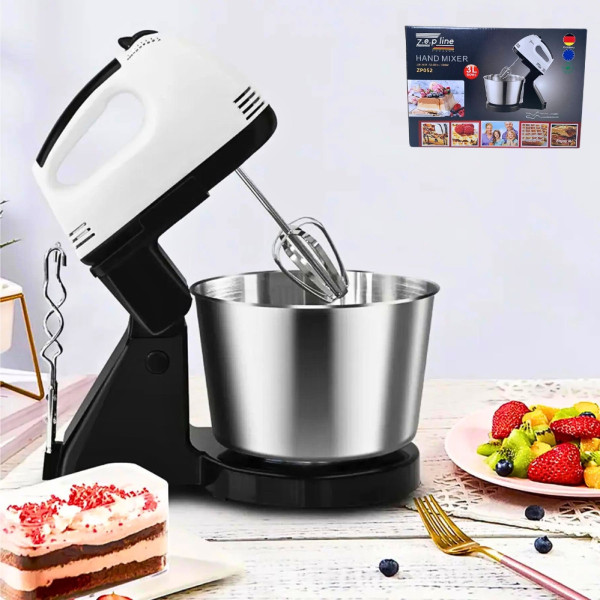 Миксер кухонный ZP-052 с металлической чашей 2 л с подставкой 7 режимов Миксер кухонный ZP-052 с металлической чашей 2 л с подставкой 7 режимов