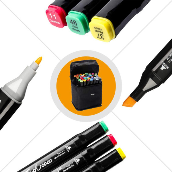 Скетч маркеры SKETCHMARKER 40 цветов. Набор двусторонних маркеров на спиртовой основе для художника