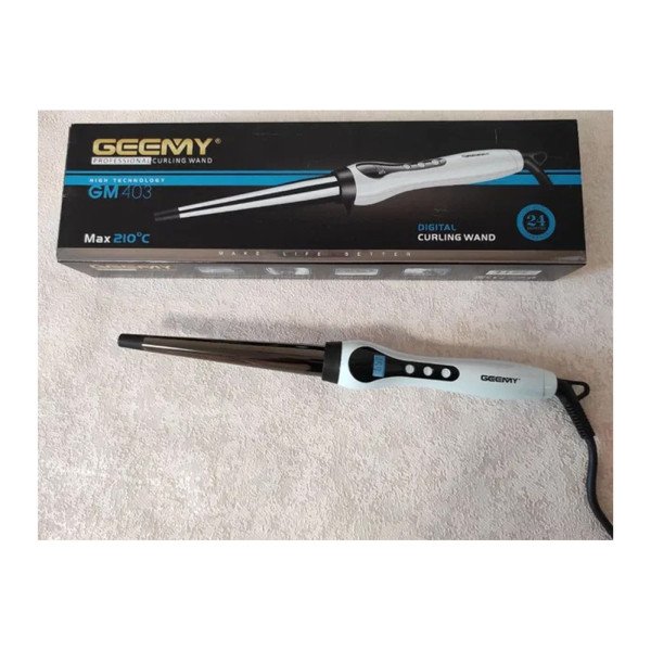 Конусная плойка для создания локонов с LED дисплеем Geemy GM-403 с титановым покрытием Конусная плойка для создания локонов с LED дисплеем Geemy GM-403 с титановым покрытием