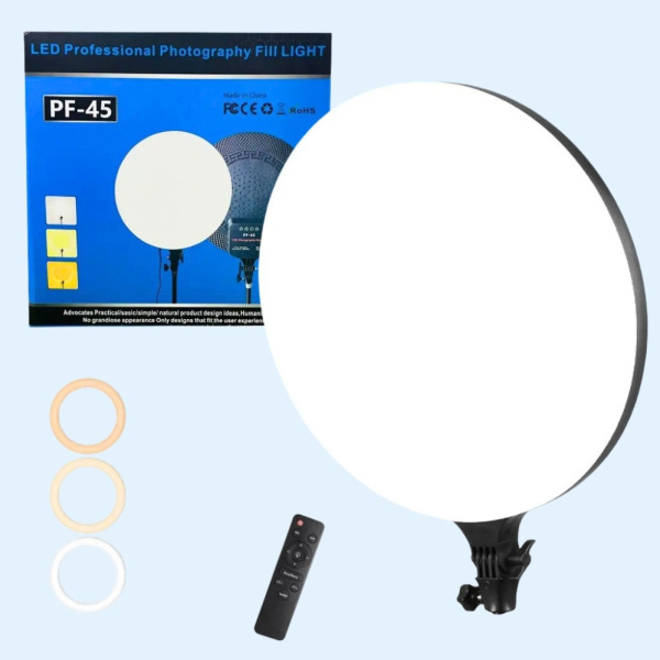 Круглая светодиодная лампа с пультом LED Fill Light PF-45 профессиональный видеосвет 45см для блогеров