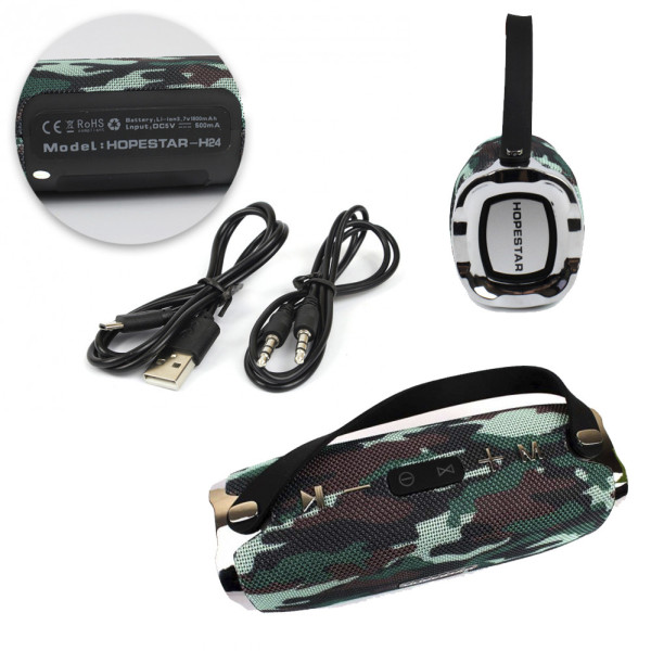 Портативная беспроводная Bluetooth колонка Hopestar H24 (Серая). Мощная, USB, FM, стерео акустика. Спикерфон