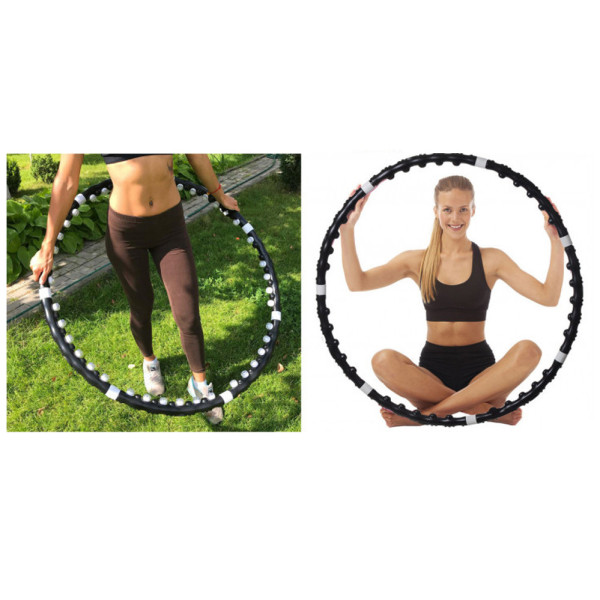 Массажный обруч хулахуп разборной Massaging Hula Hoop Exerciser с магнитами черный для фитнеса похудения талии