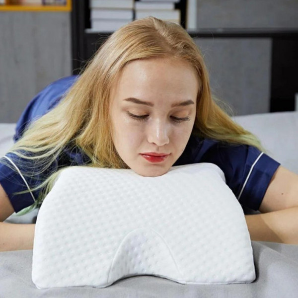Ортопедическая Подушка туннель с памятью Memory Foam Pillow с тоннелем для руки для шеи с пеной Белая