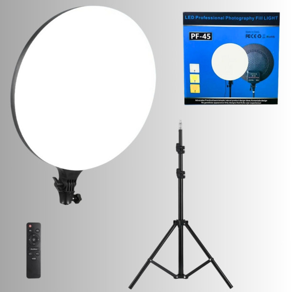 Круглая светодиодная лампа 45см с пультом и штативом 2м LED Fill Light PF-45 видеосвет для блогера визажиста
