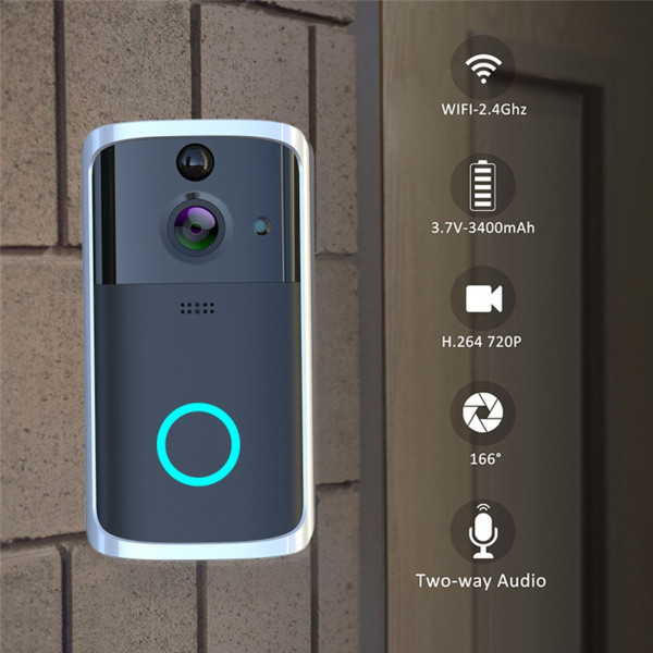 Беспроводной видеозвонок с датчиком движения HD Wi-Fi Eken V5 Black Bluetoth видео звонок глазок на дверь Беспроводной видеозвонок с датчиком движения HD Wi-Fi Eken V5 Black Bluetoth видео звонок глазок на дверь