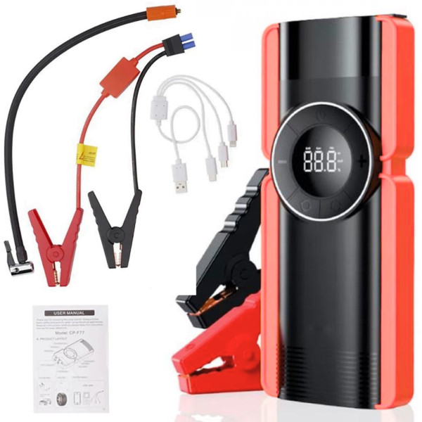 Пуско зарядное устройство CP-F77 8000 mAh с компрессором и фонариком пусковая зарядка 400/800A для авто