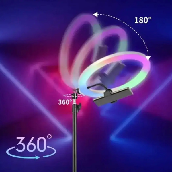 Набор блогера 5в1 Кольцевая двухсторонняя RGB лампа 3D 36см Штатив 2м Селфи палка Петличный микрофон мини камера Набор блогера 5в1 Кольцевая двухсторонняя RGB лампа 3D 36см Штатив 2м Селфи палка Петличный микрофон мини камера