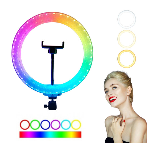 Светодиодная лампа  кольцевая 3D RGB 30 см цветная двухсторонняя LED Селфи кольцо для фото блогеров от usb