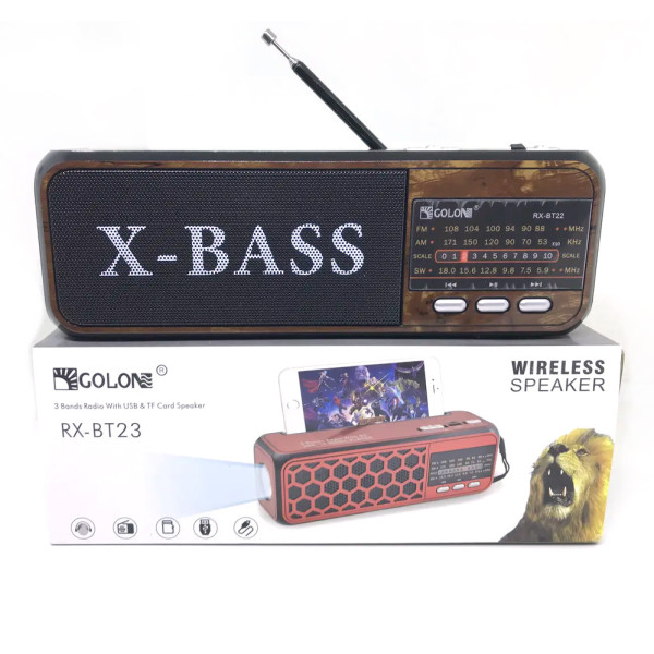 Радиоприемник аккумуляторный GOLON RX-BT22 с фонарем и Bluetooth колонкой вход под usb и флеш-карту