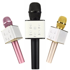 Микрофон караоке для детей беспроводной Q7 Черный Black USB Bluetooth с чехлом Игрушка микрофон с динамиком