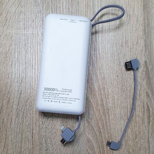 Powerbank Портативный Повербанк Veron 30000mAh Пауэрбанк для зарядки телефона Micro Type-c Lightning павербенк