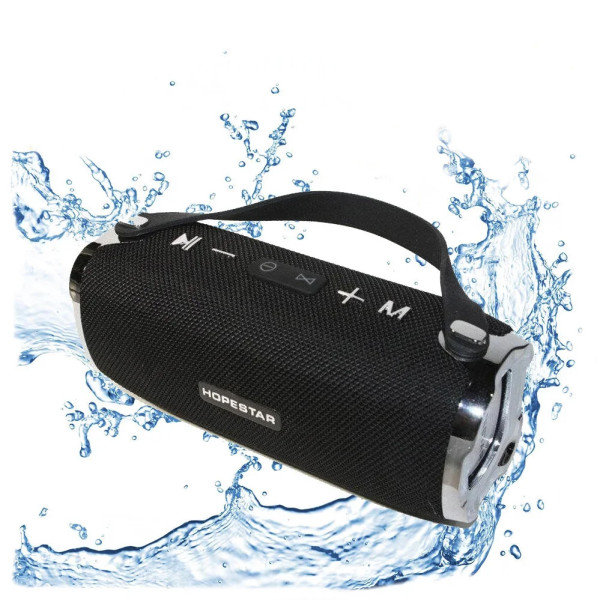 Портативная беспроводная Bluetooth колонка Hopestar H24 (Черная). Мощная, USB, FM, стерео акустика. Спикерфон