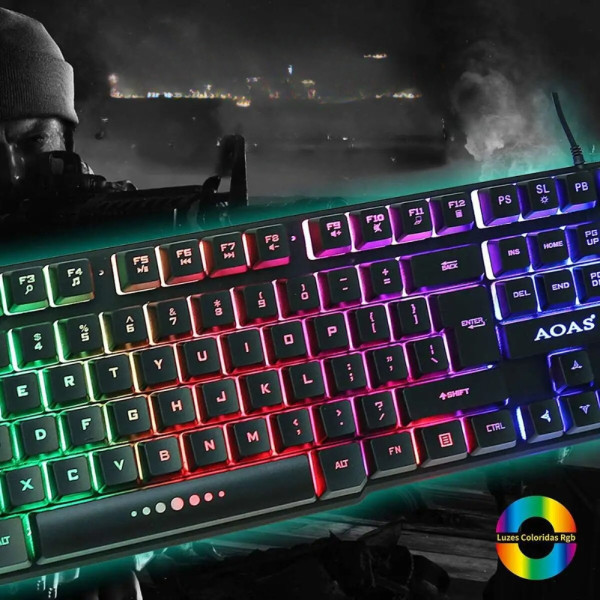 Проводная клавиатура с мышкой игровая с подсветкой AS-1088 комплект 4в1 с ковриком и гарнитурой