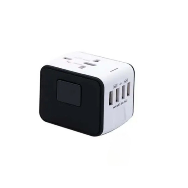 Универсальный сетевой адаптер для путешествий Adapter Travel Переходник для всех типов розеток USB Белый