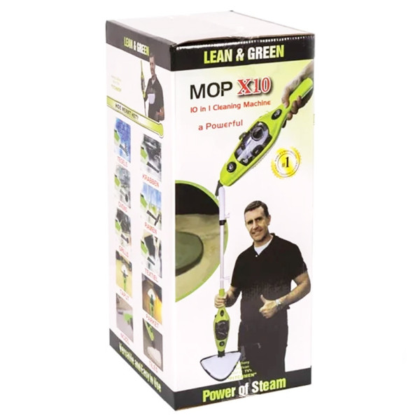 Паровая швабра многофункциональная H2O Mop X10 пароочиститель электрошвабра универсальная Зеленая