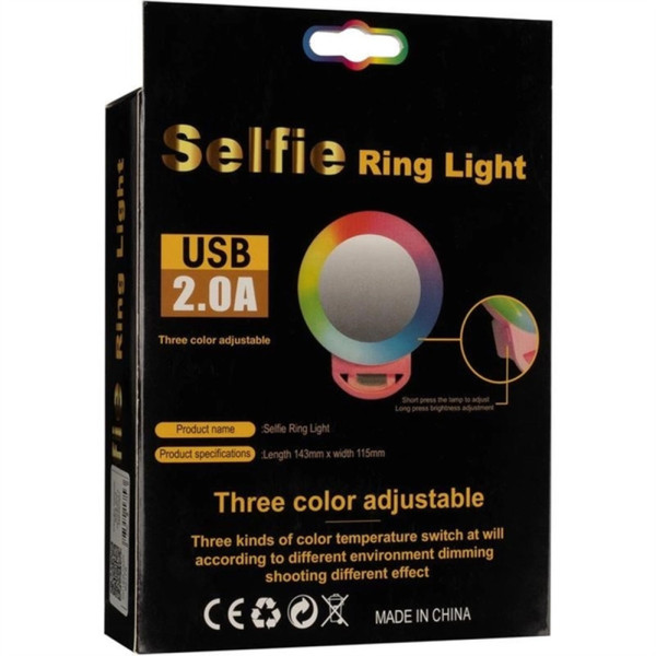 Лампа кольцевая  RGB многоцветная 11,5 см A4S для фото и видеосъемки с креплением прищепкой