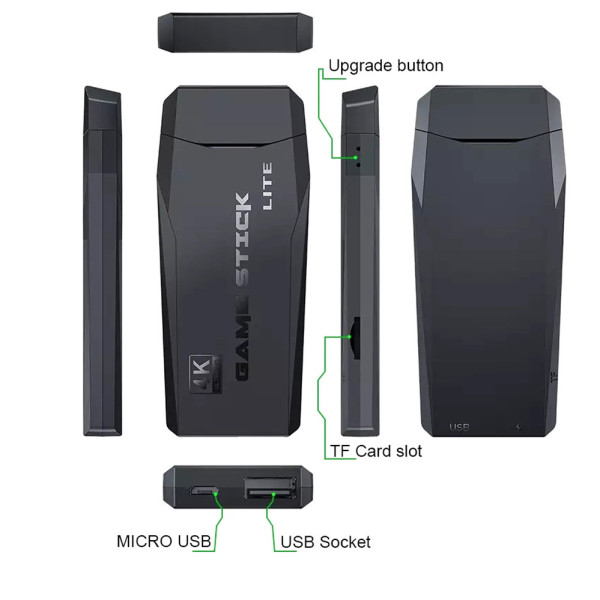 Портативна ігрова приставка консоль 32G 4K TV із бездротовим контролером 2.4G ретро консоль для телевізора