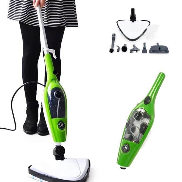 Паровая швабра многофункциональная H2O Mop X10 пароочиститель электрошвабра универсальная Зеленая