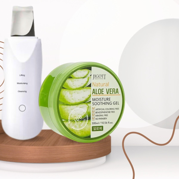 Скрабер ультразвуковой в комплекте с гелем с Aloe Vera набор для ухода за кожей