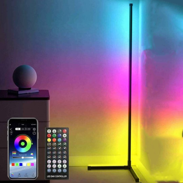 Светодиодный угловой торшер с пультом управления RGB светильник с регулировкой яркости лампа 130 см складная