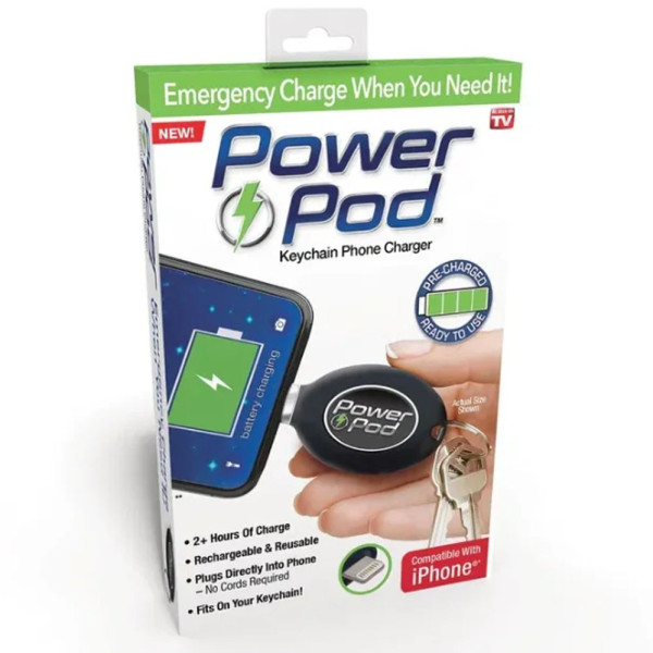 Брелок зарядное устройство повербанк Power bank Power Pod внешний аккумулятор Lightning
