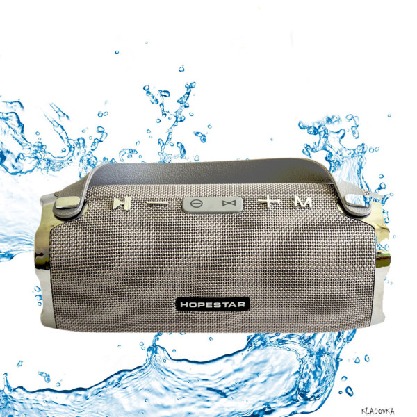 Портативная беспроводная Bluetooth колонка Hopestar H24 (Серая). Мощная, USB, FM, стерео акустика. Спикерфон