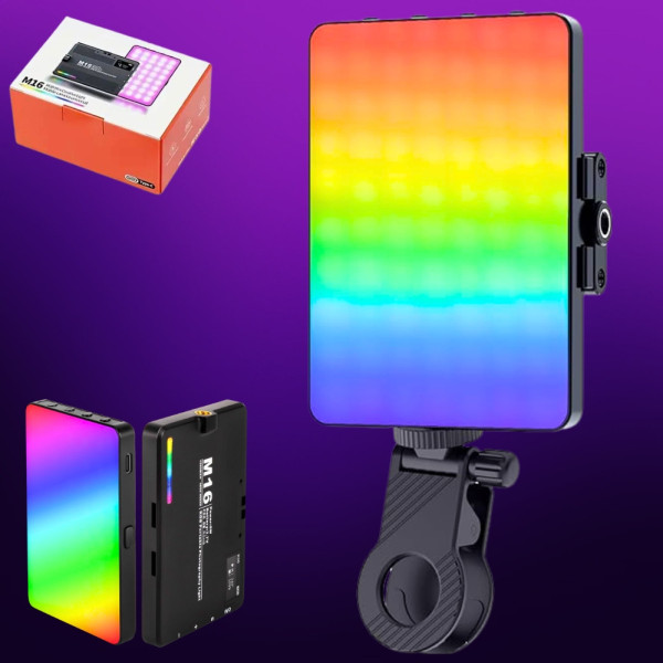 Бездротове накамерне відеосвітло M16 RGB акумуляторна міні лампа LED портативна для фото та відео