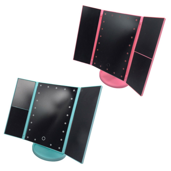 Зеркало с подсветкой косметическое для макияжа настольное тройное 22 LED Mirror с диодами Зеркало с подсветкой косметическое для макияжа настольное тройное 22 LED Mirror с диодами