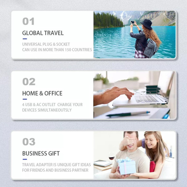 Универсальный адаптер для путешествий и дома сетевой USB Travel Adapter переходник для розеток Белый Универсальный адаптер для путешествий и дома сетевой USB Travel Adapter переходник для розеток Белый