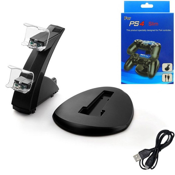 Зарядка для 2 джойстиков на ps4 Slim Pro устройство для зарядки на два джойстика Зарядная док станция двойная