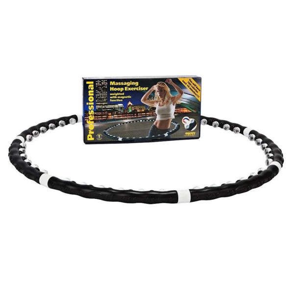 Массажный обруч хулахуп разборной Massaging Hula Hoop Exerciser с магнитами черный для фитнеса похудения талии