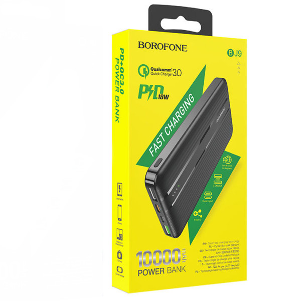 Портативный внешний аккумулятор  BJ9 10000 mAh чорный Power bank зарядное устройство повербанк usb Type-C