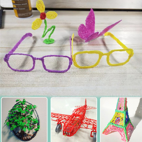 3D Ручка для дітей 3Д ручка 3-го покоління з дисплеєм LCD Pen 3 Набір з Еко Пластиком та трафаретом жовта