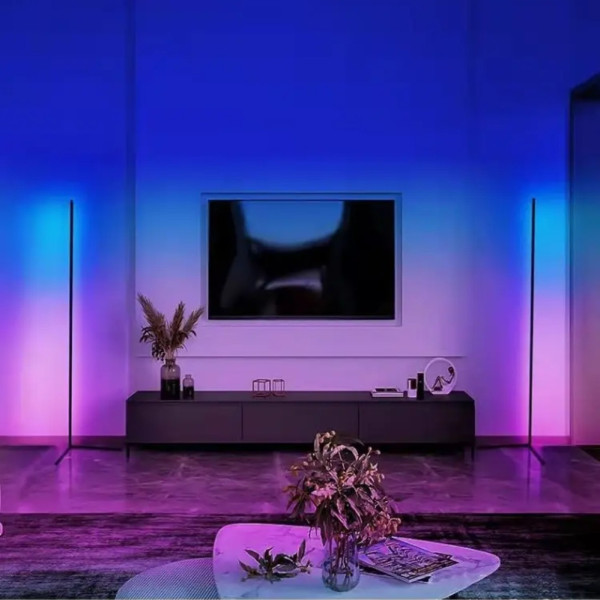 Кутовий світлодіодний RGB торшер підлоговий збірний 150см LED лампа з пультом і регулюванням яскравості