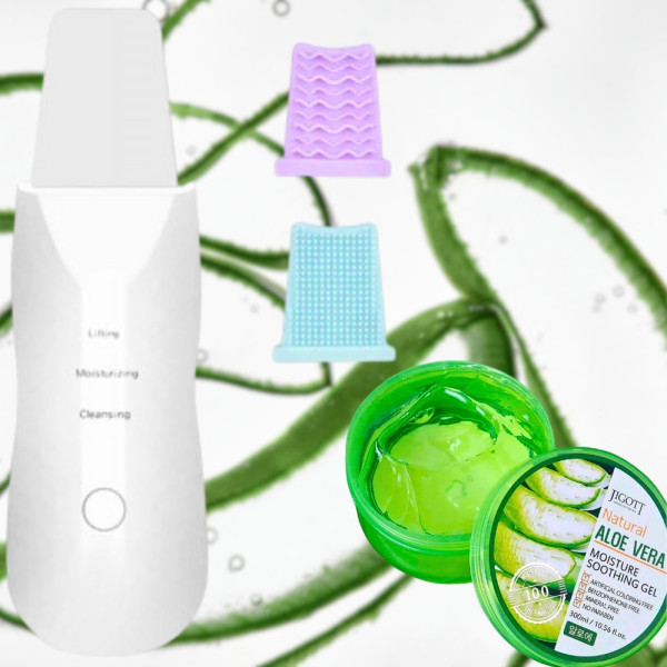 Скрабер ультразвуковой в комплекте с гелем с Aloe Vera набор для ухода за кожей