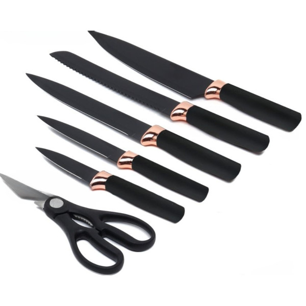 Набор кухонных ножей на подставке Knife Set 7 предметов из нержавеющей стали Набор кухонных ножей на подставке Knife Set 7 предметов из нержавеющей стали