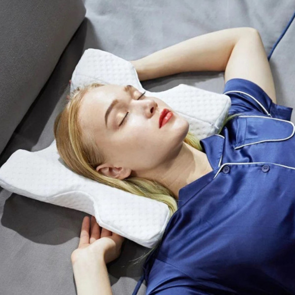 Ортопедическая Подушка туннель с памятью Memory Foam Pillow с тоннелем для руки для шеи с пеной Белая