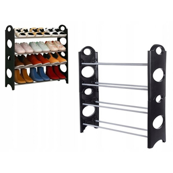 Полка органайзер для обуви стеллаж shoe rack складная стойка подставка черная обувница
