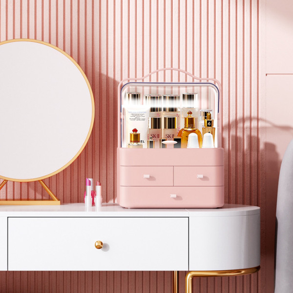 Органайзер для косметики настольный Двухъярусный бокс Cosmetic Storage Box LD-288 Розовый