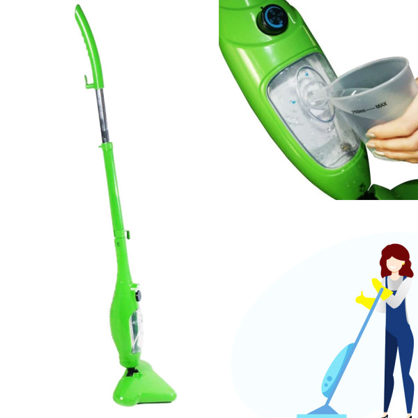 Швабра паровая 5 в 1 H2O Steam Cleaner Mop X5 пароочиститель электрошвабра универсальная Зеленая
