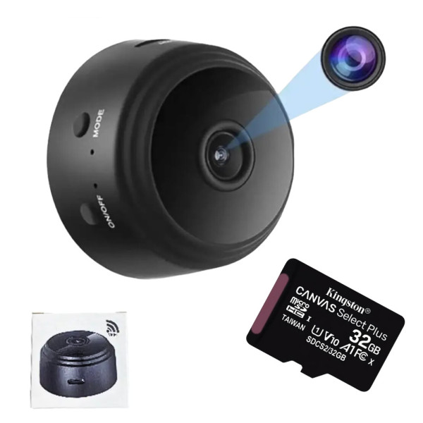 Комплект бездротова IP камера А9 1080P FullHD та карта пам'яти 32 Гб Міні камера з WIFI та нічним баченням