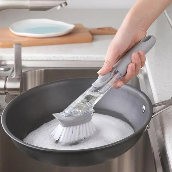 Щетка с дозатором для мытья посуды Automatic Decontamination Wok Brush многофункциональная с насадками Щетка с дозатором для мытья посуды Automatic Decontamination Wok Brush многофункциональная с насадками