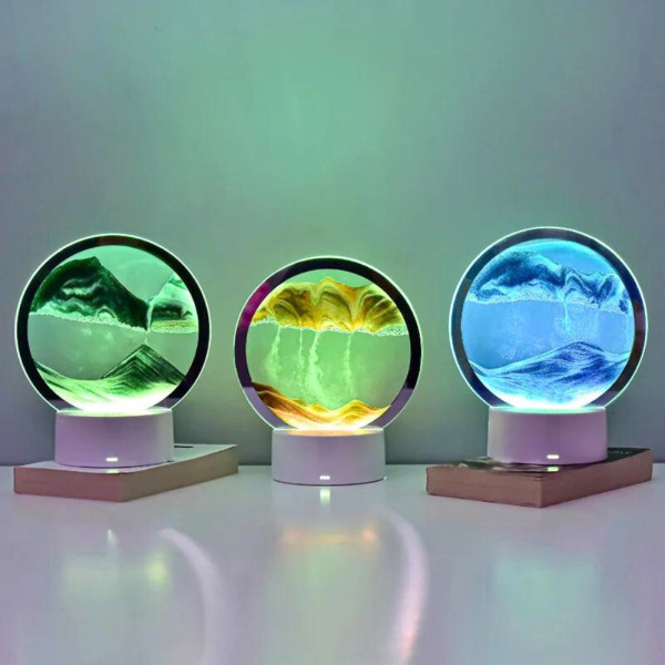 Пісочний RGB нічник Настільна 3D лампа художнє світло пісочний годинник
